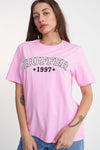 Classic Huffer tee in a pale pink colour. With brand name and est. year in a cowboy font.