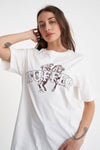 Simple Huffer Relaxed Tee horse design on front with Huffer logo.