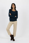Featuring a relaxed style which still provides shape. The wool blend fabrication is super soft to the touch and add the perfect amount of warmth when you need to layer up in the office or under your winter coat. Style options are endless with this everyday basic - team with your denim, over a shirt or tucked into a skirt. We love the Deep Sea colourway for its depth of colour adding an essence of texture with the deep blue and green tones.