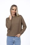 Super soft round-neck sweater.
Drop shoulder design - relaxed, straight through fitting.
Ribbed finish on neck, cuffs and hem.
Super soft cotton/cashmere blend- lightweight but will keep you warm.
Sits at hip on average height.
Low pilling.