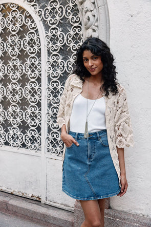 If you prefer skirts to pants, the Margot Denim Skirt is your go-to for laid-back days. This denim skirt features a mid-rise fit, button and zipper fly, and classic five-pocket styling. Falling to a comfortable mid-thigh length, it has the right amount of stretch for all-day comfort. Whether you pair it with a tank, t-shirt, button-down, or blouse, you'll always look chic and stylish!