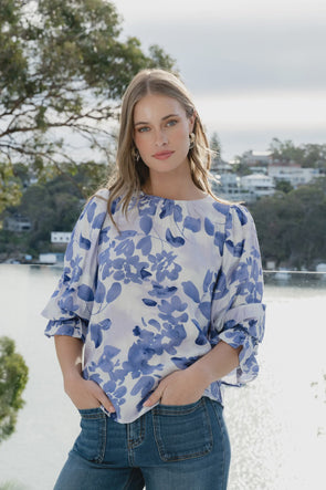 Meet the Candid Ivory Top—romance meets whimsy in soft blue hues and playful floral prints. Its flutter sleeves and relaxed fit bring effortless charm, making it a breeze to style with denim or layer under a blazer. Ready to add a touch of polished fun to your outfit without any fuss? This top’s got you covered!