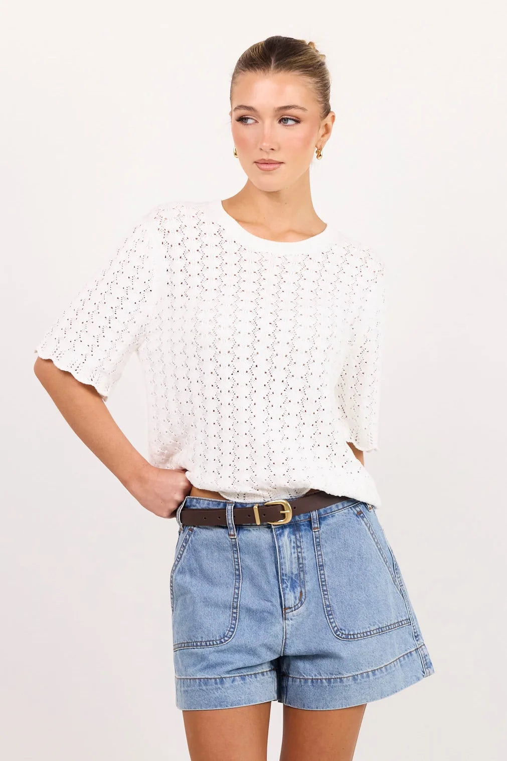 Ivy + Jack Kindly Mid Blue Pocket Front Denim Shorts