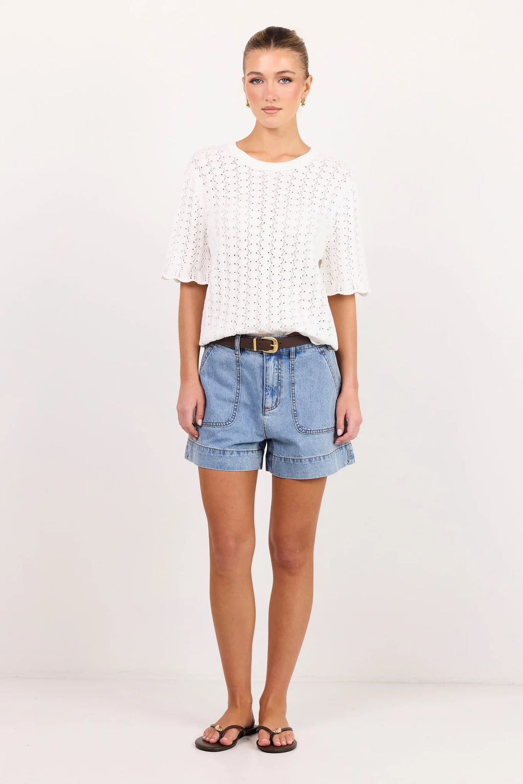 Ivy + Jack Kindly Mid Blue Pocket Front Denim Shorts