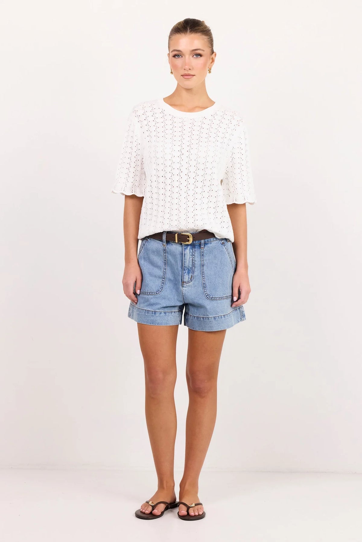 Ivy + Jack Kindly Mid Blue Pocket Front Denim Shorts