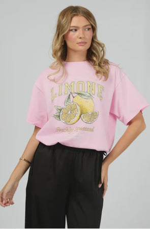 The Limone Tee sports a classic round neckline and a relaxed fit that feels like a hug from your favorite tee. Its bold, playful graphic brightens up any outfit, making it your go-to for everyday fun. Pair it with your trusty jeans or throw it under a blazer for that effortlessly cool, laid-back look. Perfectly easygoing, yet full of personality!