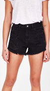 The famous Sofia shorts by Junkfood are always a fast seller and a real favourite. Perfectly distressed and a mid rise these look great fitted or looser and lower on the waist. Rigid but soft denim shorts with ripped front panels and a raw hem