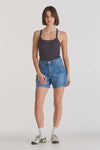 Lee Mid Straight Denim Short Blue Letter