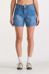 Lee Mid Straight Denim Short Blue Letter