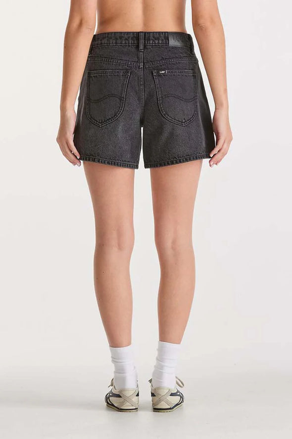 Lee Mid Straight Denim Short Smoked Black