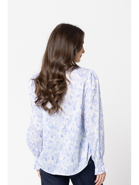 All over pattern
High neck
Button keyhole at back neckline
Elasticated / Ruffle cuffs
No stretch
Standard fit