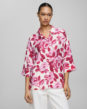 MSCH Edrina 3/4 Shirt Red Rose Flower