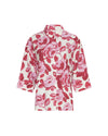 GRS certified, eco-friendly materials
Loose fit for comfort
Classic collar with full button front
3/4 sleeves with wide cuffs
Large floral print in rose-red tones
Made from sustainable viscose and recycled polyamide
Perfect for casual wear
Breezy and comfortable fabric