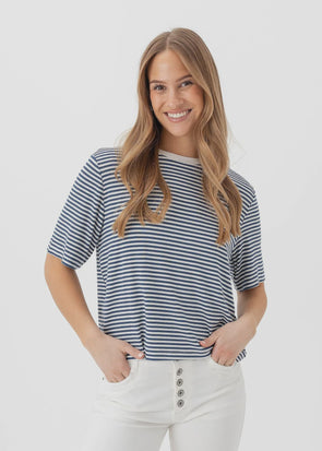 Boxy fit


Super soft, breathable Modal blend

Relaxed boxy fit for all-day comfort

Round neckline with contrast detail

Classic stripe design for easy styling

Composition

95% TENCEL™ Modal fibers

5% Elastane