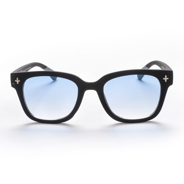 Frame colour: Black and Grey

Lens colour: Blue Gradient

Light Filter Category 1 (43–80% transmission) — ideal for soft sunlight

Not too rounded, with a large focal length for a flattering fit

Crafted from soft-touch material for exceptional comfort