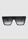 Oversized flat top shield sunglasses in black with faded lens from Otra
