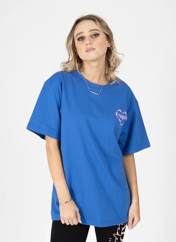 Our Tee is a wardrobe essential. A classic fit tee that will be your new go-to with our Lil Caution print with the Federation logo printed in the centre of a barbed wire heart across the top right side of the front.