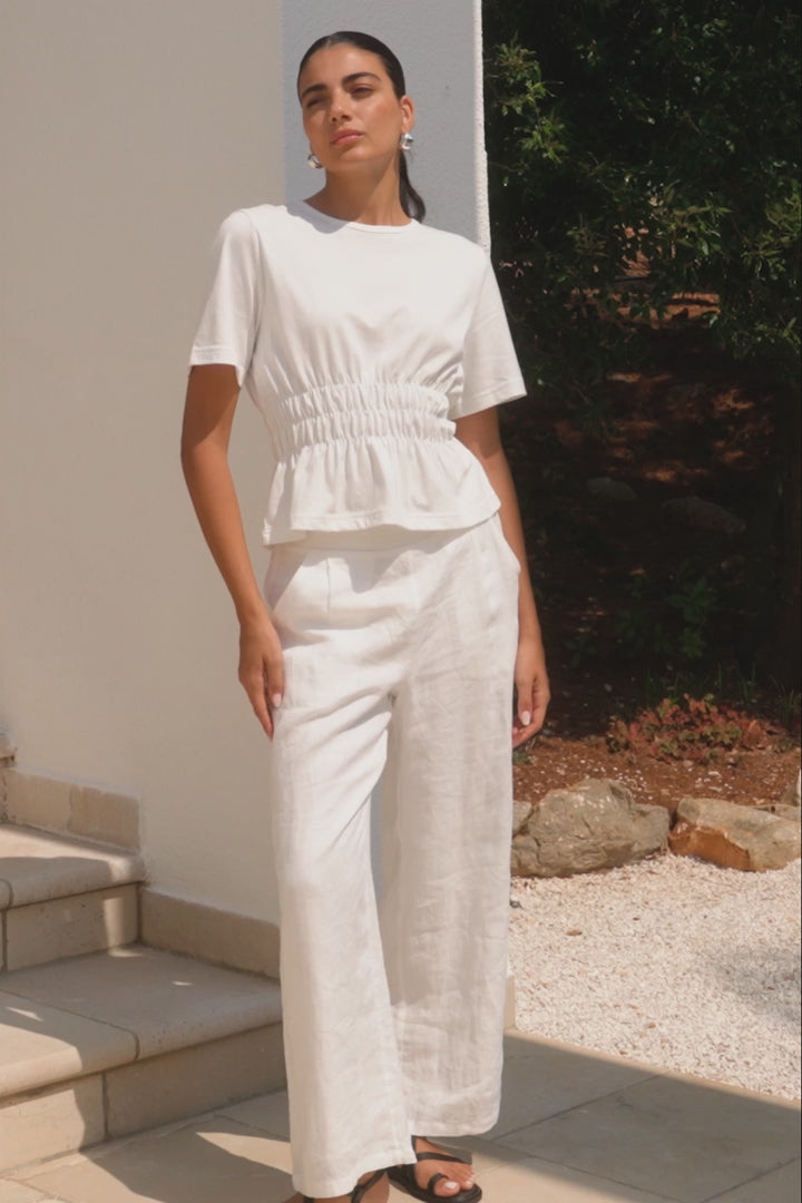 Among The Brave Svelte Ivory Shirred Detail SS Tee