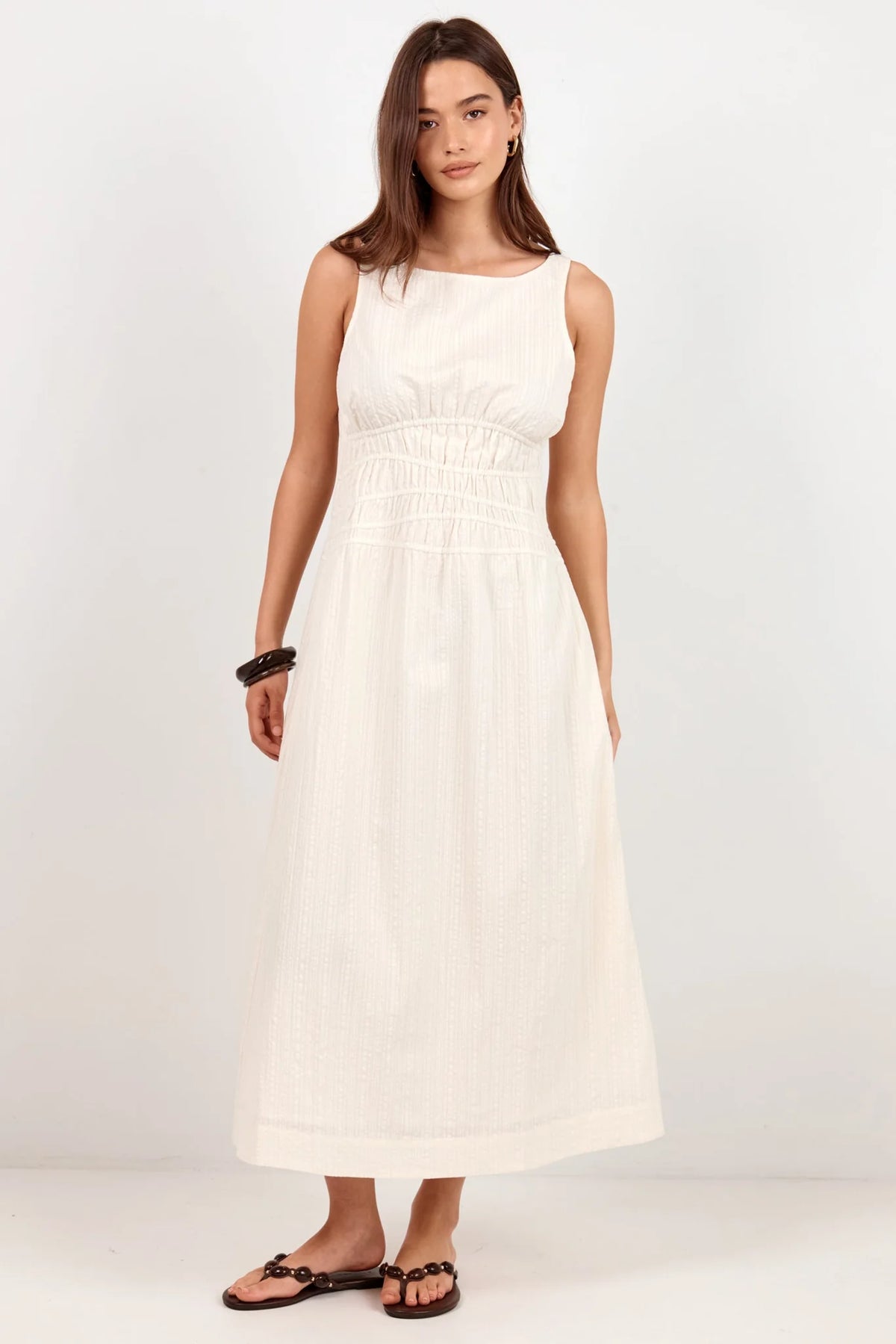 The Lucent Cream Midi Dress Cream