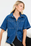 100% cotton for natural softness and breathability

Relaxed short sleeves for all-day comfort

Oversized chest pockets with utilitarian detail

Button front for versatile layering and styling