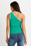 Stories Be Told Green One Shoulder Knit Top