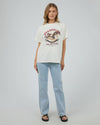 Get ready for some wanderlust with the Wanderlust Oversized Tee. Its distressed print adds a vintage touch and pairs perfectly with your favorite denim for a relaxed, effortless look. In a vintage white giving the print that worn edge. This soft tee is sure to be your go-to for laid-back days.

Oversized fit
Front print
Distressed graphics