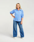 Blue and white stripe
Embroidered floral detailing
Elasticated sleeve detail
Relaxed, flattering fit
Lightweight and breathable
100% Cotton