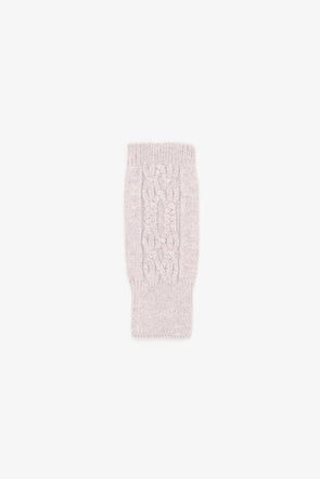 Antler Fingerless Gloves Wool Cable Pink