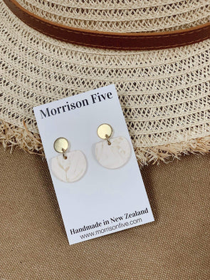 Morrison Five Crescent Dangle Earrings Cream Marble