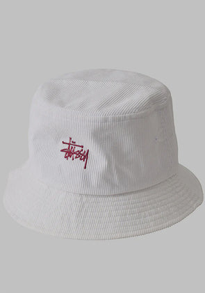Stussy Graffiti Cord Bucket Hat White/Maroon