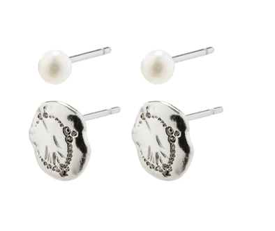 Pilgrim Jola Earrings - Silver Plated White