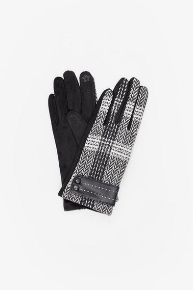 Antler Plaid Cuffed Glove Black