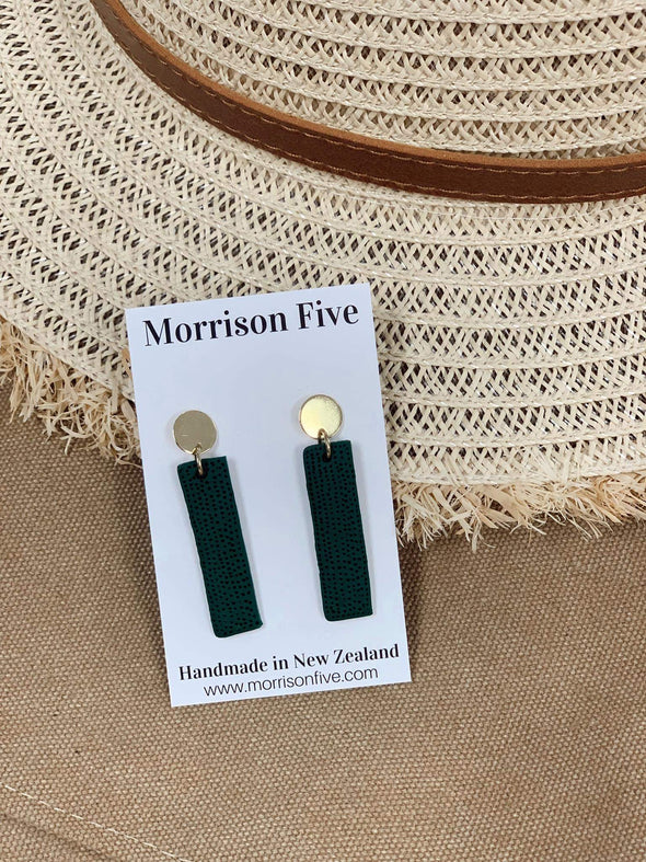 Morrison Five Rectangle Dangle Earrings Green