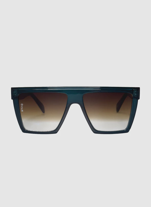 Frame: Oversized made from a sustainable Bio Acetate, Colour: Transparent Navy, Lens: Gradient Brown #CAT3, 100% UV Protection