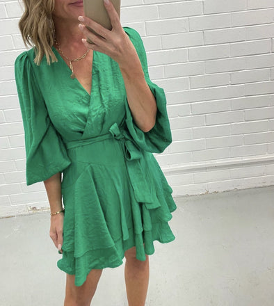 The Ruby Green Wrap Style Dress
