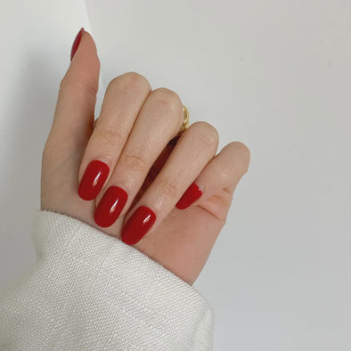 Pressing Nails Red Oval